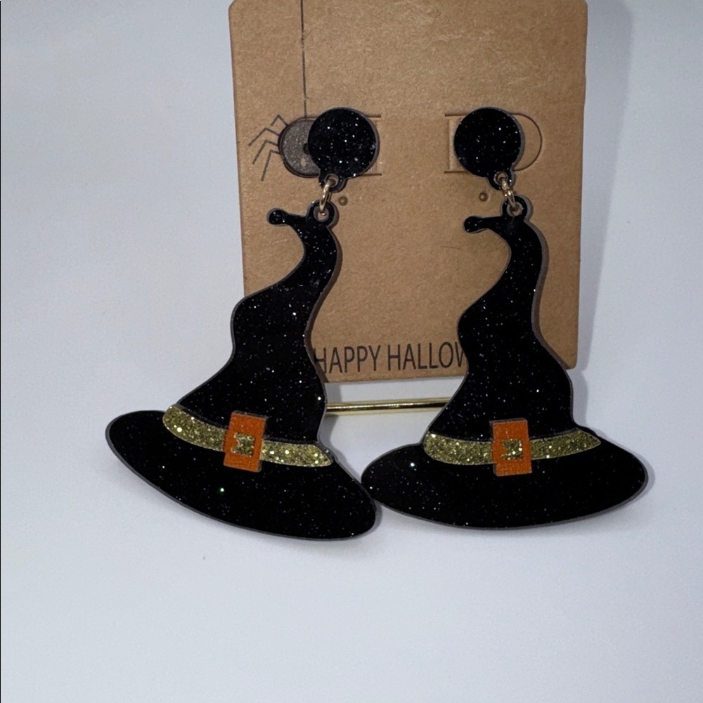 Witch Hat Halloween Earrings Acrylic Dangle